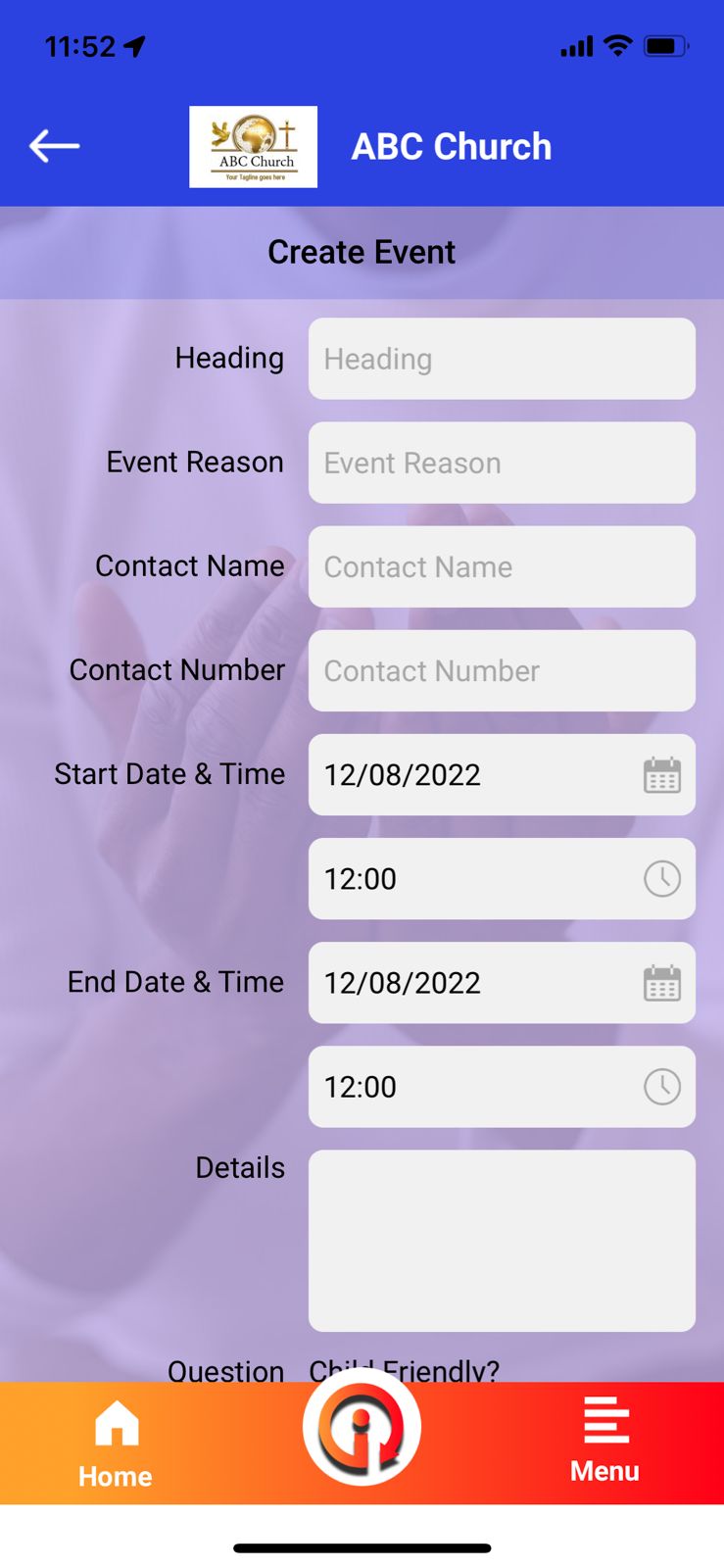 Create event in App